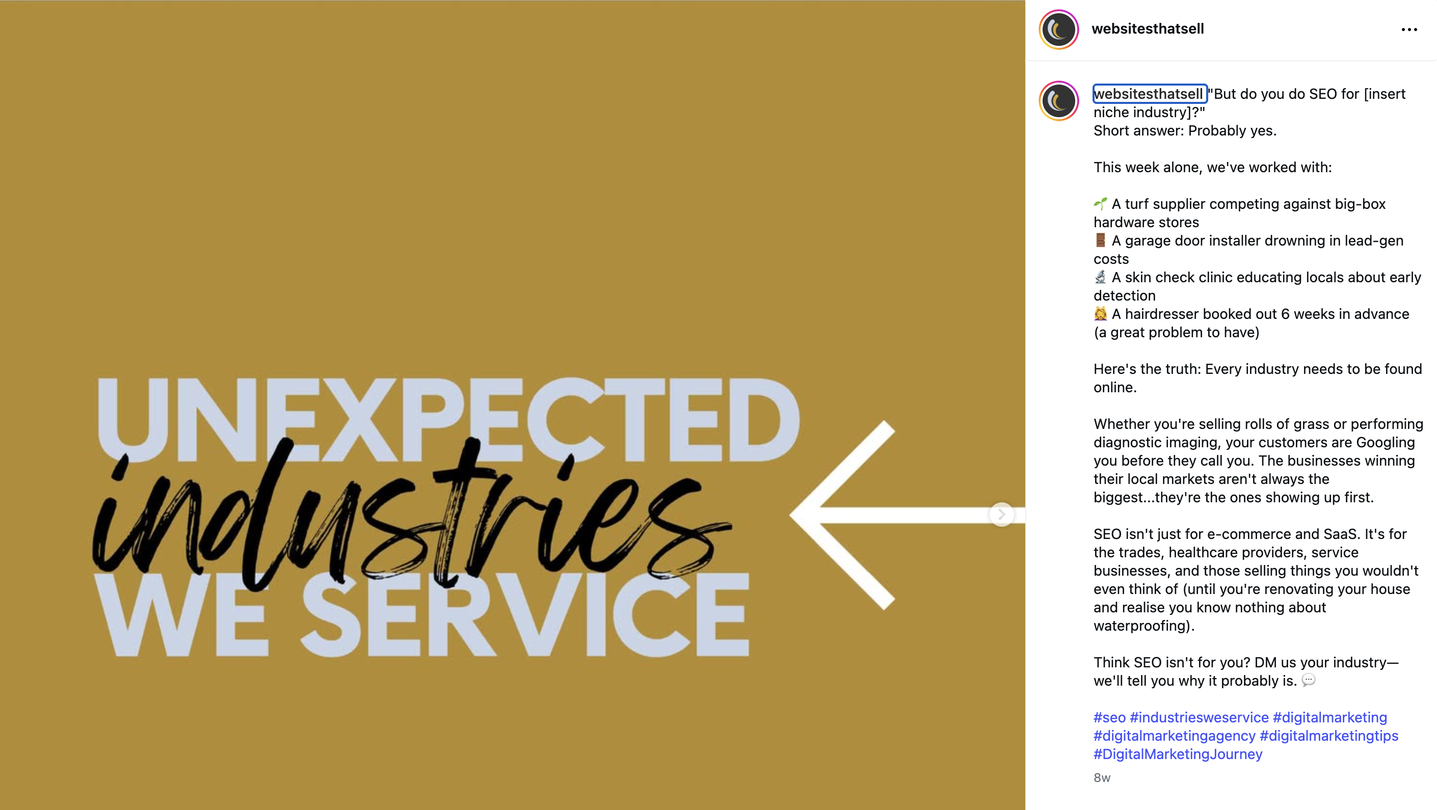 useful caption example on instagram